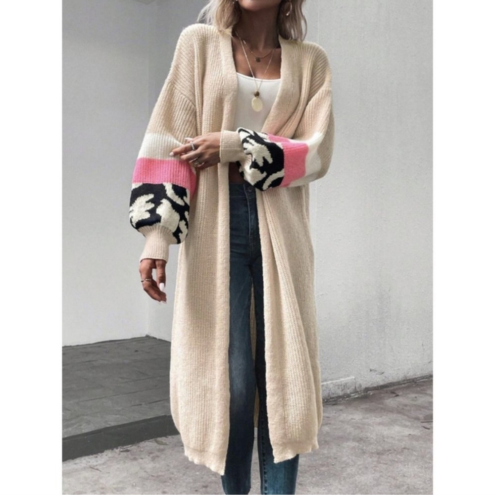 Contemporary Open Front Statement Sleeved Cardigan - Picture 3 of 5